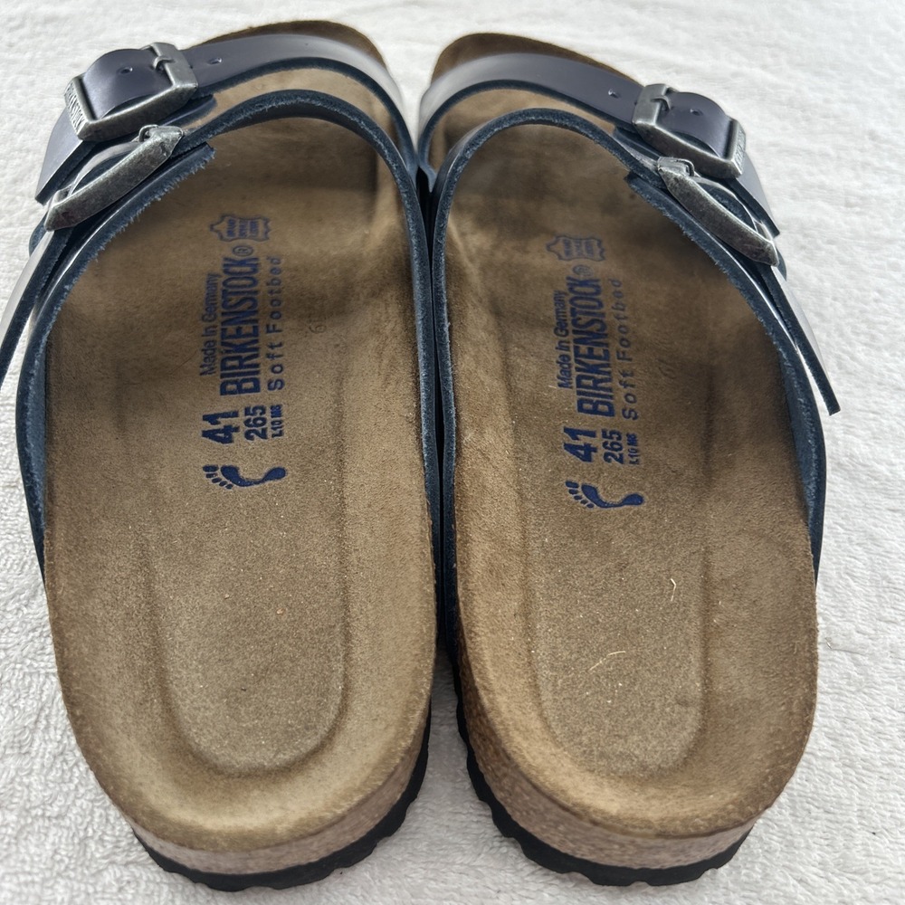 Birkenstock New w/o Box Arizona Metallic Dark Sapphire Sz 41 Womens 10 Cork Foot - Picture 4 of 8